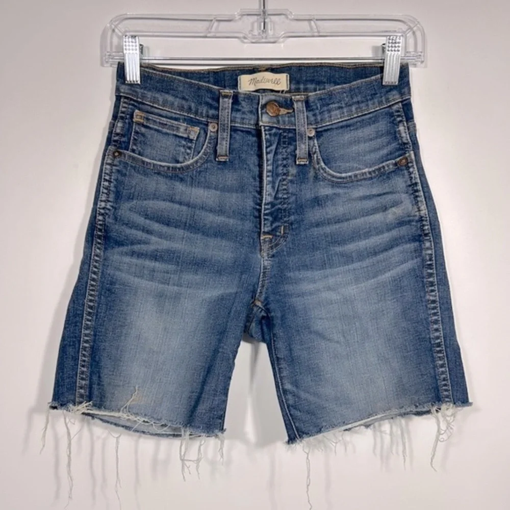 MADEWELL Slim Straight Jean Shorts Size 24 Medium Wash Cotton Blend